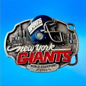 Vintage 1987 NFL New York Giants Football Pewter Belt Buckle Siskiyou Ltd Ed#195